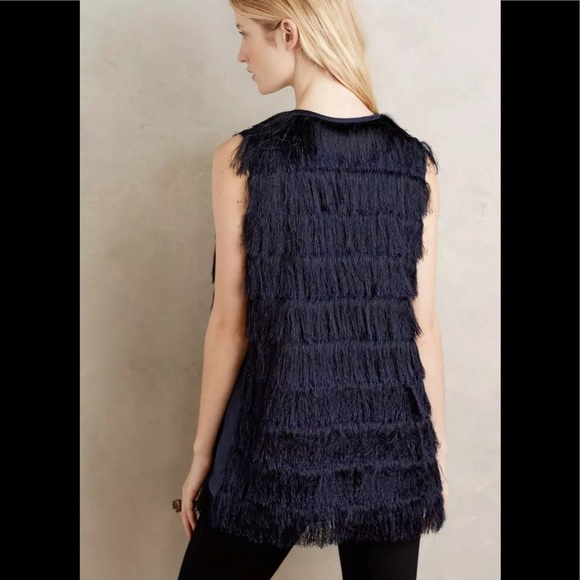 Anthropologie Eva Franco Tiered Fringe Vest NWT - Picture 3 of 8